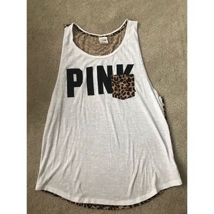 PINK white and cheetah tank top